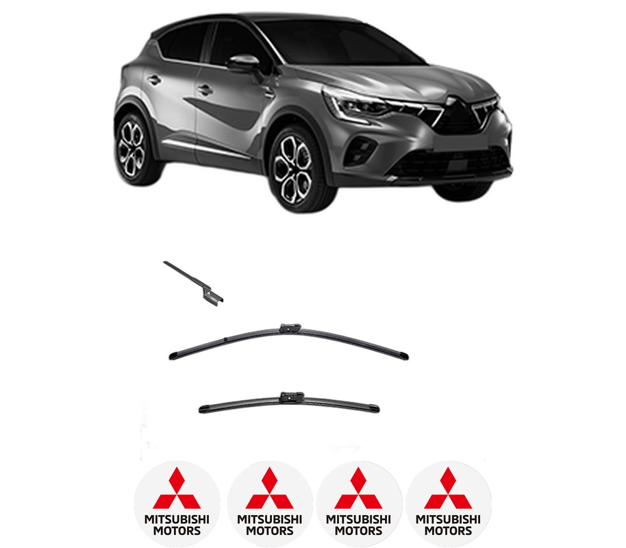 Set stergatoare auto MITSUBISHI ASX (VSX_, VSE_) din 2023-2024, pentru parbriz auto, 2 bucati, Valeo Silencio, din cauciuc siliconat rezistent, 4 Stickere Auto MITSUBISHI