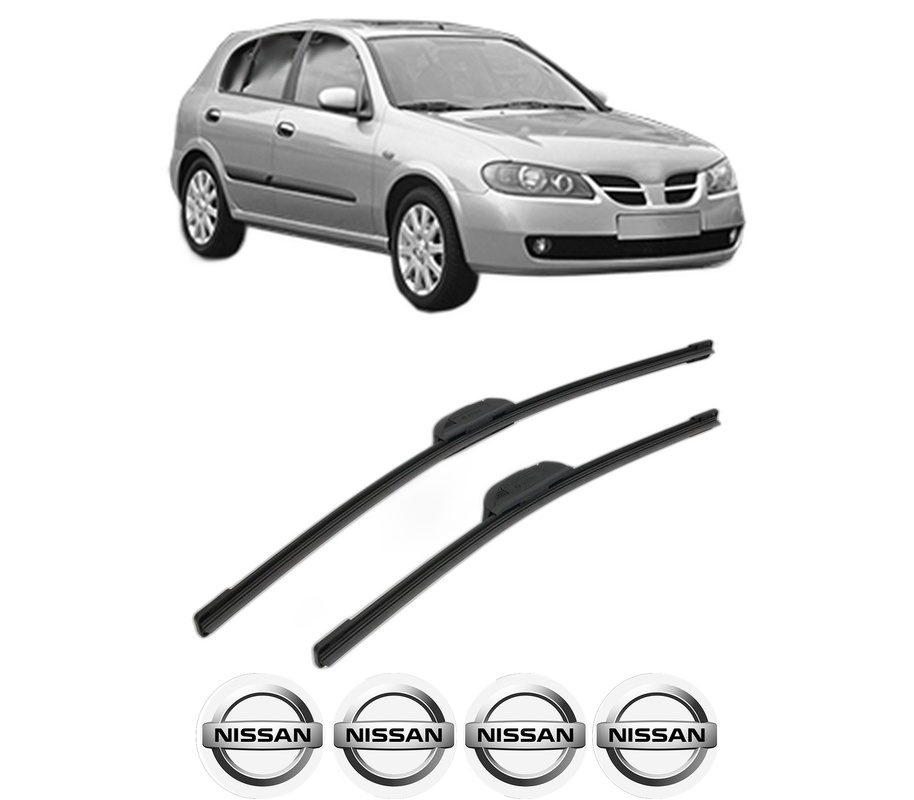 Set stergatoare auto NISSAN ALMERA II Hatchback (N16) din 2000-2003, pentru parbriz auto, 2 bucati, Bosch Aerotwin Retrofit, din cauciuc siliconat rezistent, 4 Stickere Auto NISSAN
