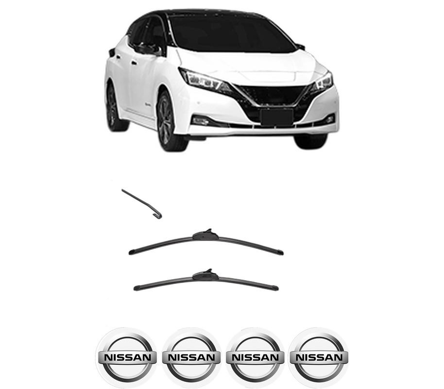 Set stergatoare auto NISSAN LEAF (ZE1) din 2017-2019, pentru parbriz auto, 2 bucati, Valeo Silencio, din cauciuc siliconat rezistent, 4 Stickere Auto NISSAN
