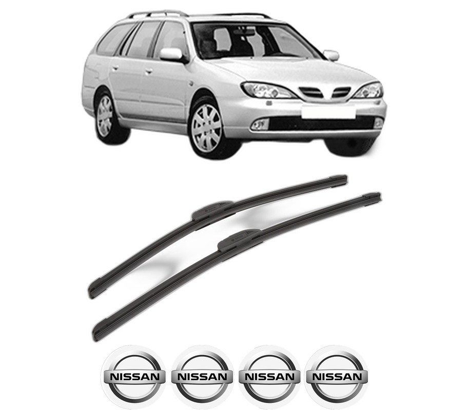 Set stergatoare auto NISSAN PRIMERA Traveller (WP11) din 1996-1999, pentru parbriz auto, 2 bucati, Bosch Aerotwin Retrofit, din cauciuc siliconat rezistent, 4 Stickere Auto NISSAN