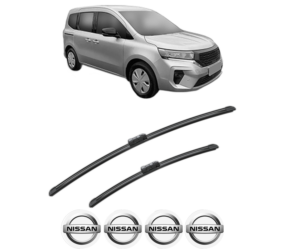 Set stergatoare auto NISSAN TOWNSTAR Box Body/MPV (XFK) din 2021-2022, pentru parbriz auto, 2 bucati, Bosch Aerotwin, din cauciuc siliconat rezistent, 4 Stickere Auto NISSAN