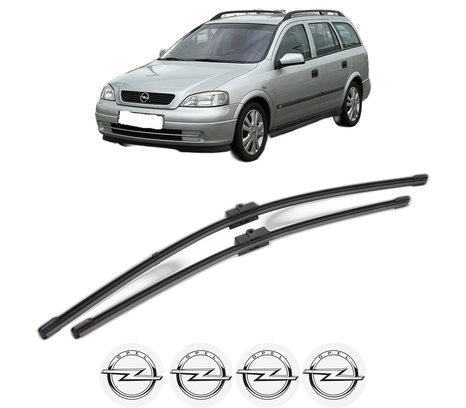 Set stergatoare auto OPEL ASTRA H Estate Van (L70) din 2004-2014, pentru parbriz auto, 2 bucati, Valeo Silencio Xtrm, din cauciuc siliconat rezistent, 4 Stickere Auto OPEL