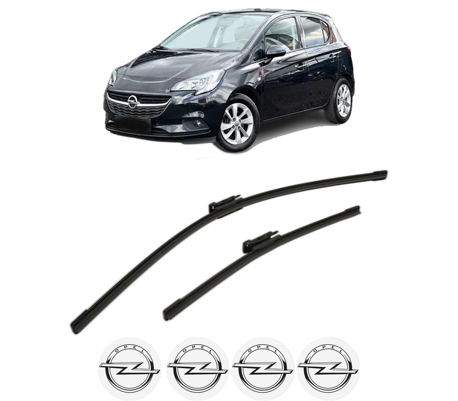 Set stergatoare auto OPEL CORSA E Hatchback Van (X15) din 2014-2015, pentru parbriz auto, 2 bucati, Bosch Aerotwin Multi, din cauciuc siliconat rezistent, 4 Stickere Auto OPEL