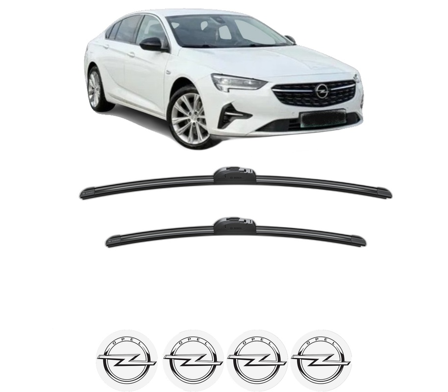 Set stergatoare auto OPEL INSIGNIA B Grand Sport (Z18) din 2017-2021, pentru parbriz auto, 2 bucati, Bosch Aerotwin, din cauciuc siliconat rezistent, 4 Stickere Auto OPEL
