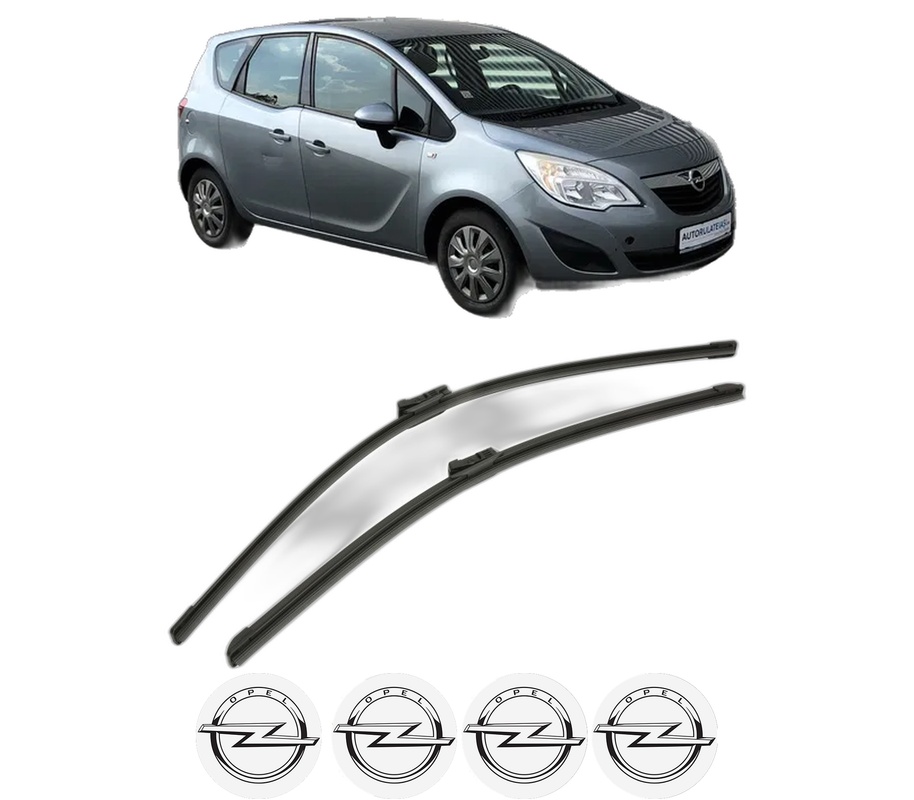 Set stergatoare auto OPEL MERIVA B VAN (S10) din 2013-2014, pentru parbriz auto, 2 bucati, Bosch Aerotwin, din cauciuc siliconat rezistent, 4 Stickere Auto OPEL