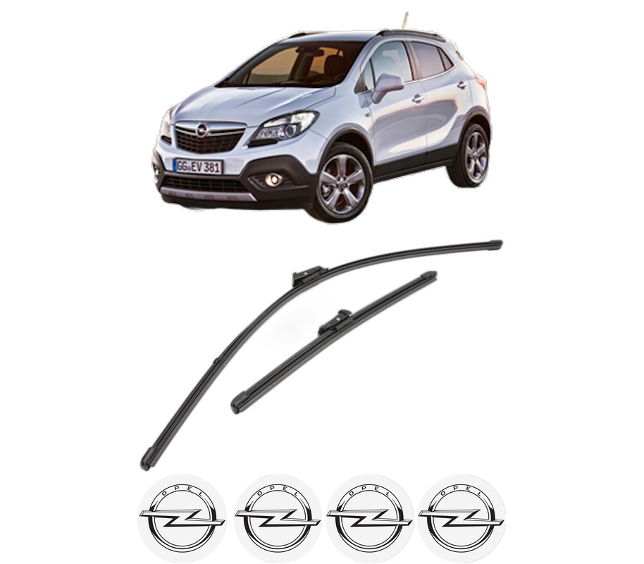 Set stergatoare auto OPEL MOKKA / MOKKA X (J13) din 2012-2019, pentru parbriz auto, 2 bucati, Valeo Silencio Xtrm, din cauciuc siliconat rezistent, 4 Stickere Auto OPEL