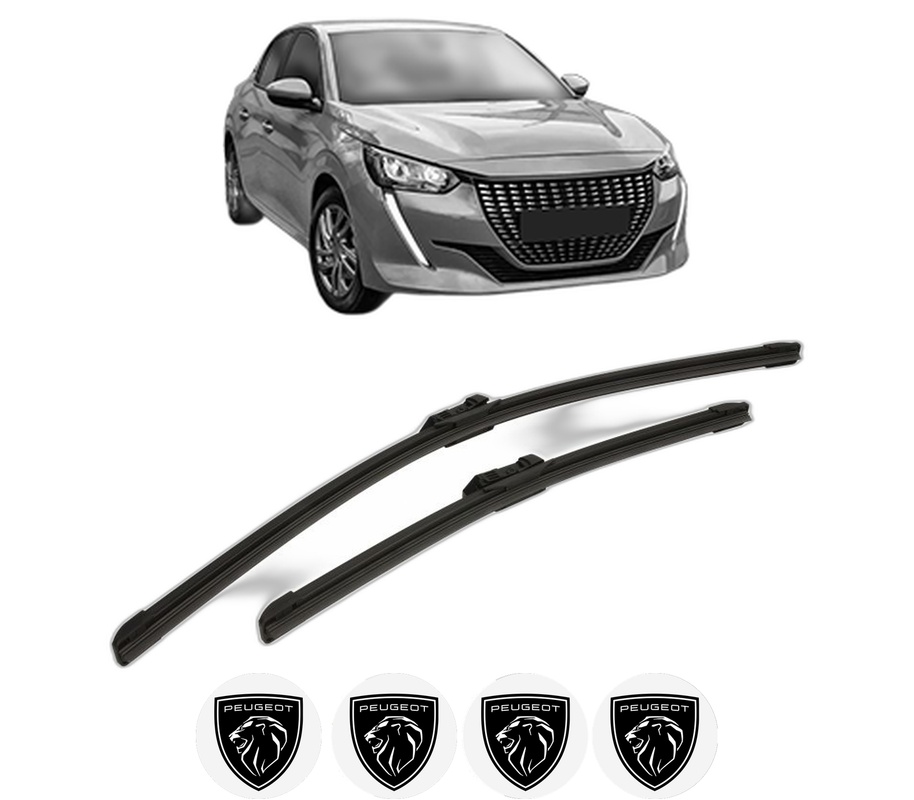 Set stergatoare auto PEUGEOT 208 II (UB_, UP_, UW_, UJ_) din 2019-2023, pentru parbriz auto, 2 bucati, Bosch Aerotwin, din cauciuc siliconat rezistent, 4 Stickere Auto PEUGEOT