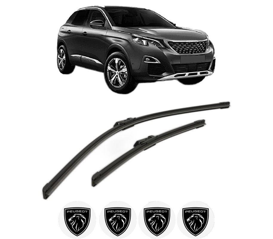 Set stergatoare auto PEUGEOT 3008 Van (MR_, MC_, MJ_) din 2016-2018, pentru parbriz auto, 2 bucati, Bosch Aerotwin, din cauciuc siliconat rezistent, 4 Stickere Auto PEUGEOT