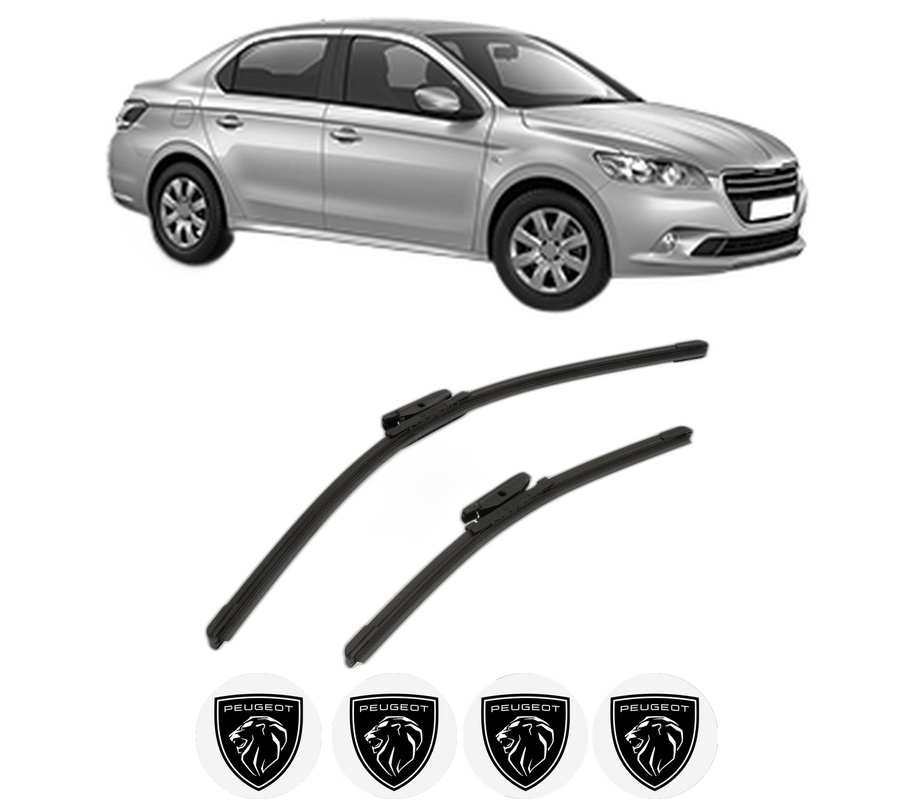 Set stergatoare auto PEUGEOT 301 din 2012-2018, pentru parbriz auto, 2 bucati, Bosch Aerotwin, din cauciuc siliconat rezistent, 4 Stickere Auto PEUGEOT