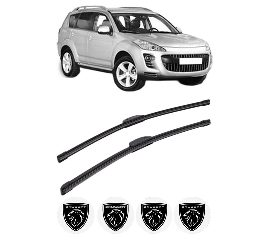 Set stergatoare auto PEUGEOT 4007 (VU_, VV_) din 2007, pentru parbriz auto, 2 bucati, Bosch Aerotwin Retrofit, din cauciuc siliconat rezistent, 4 Stickere Auto PEUGEOT