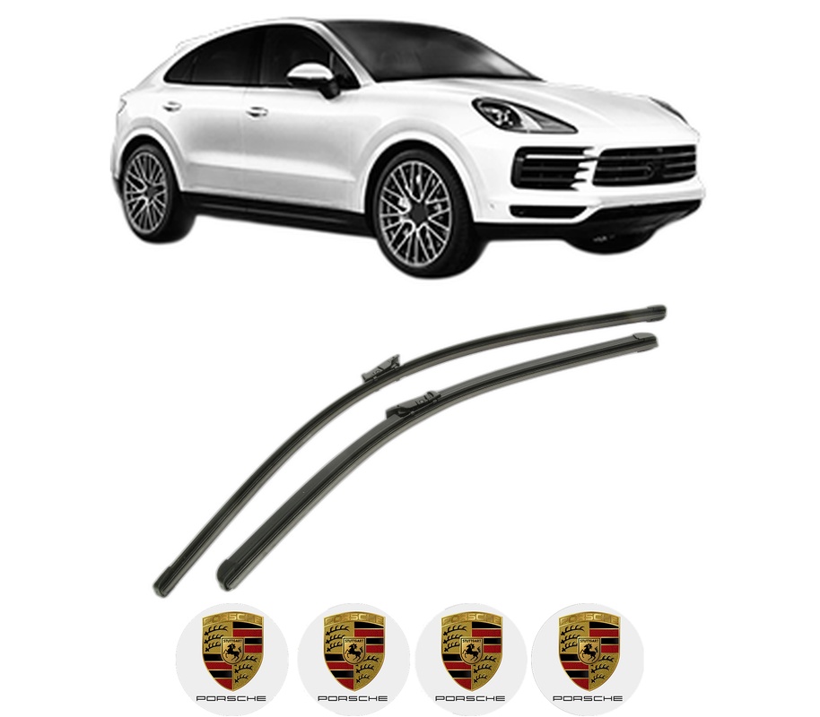 Set stergatoare auto PORSCHE CAYENNE Coupe (9YB) din 2019, pentru parbriz auto, 2 bucati, Bosch Aerotwin, din cauciuc siliconat rezistent, 4 Stickere Auto PORSCHE