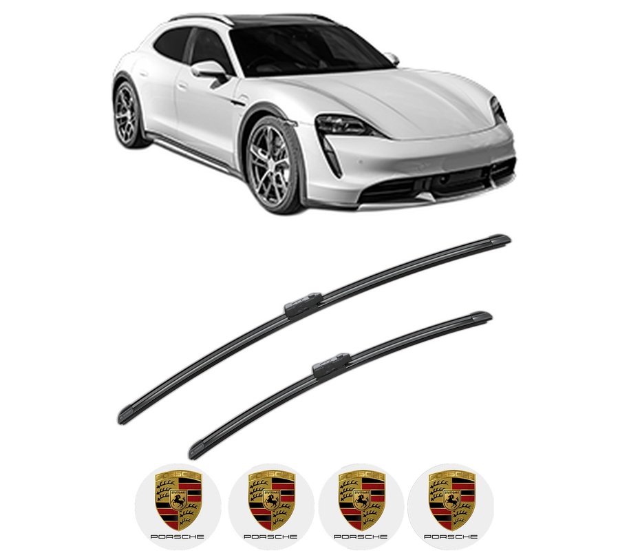 Set stergatoare auto PORSCHE TAYCAN Cross Turismo (Y1B) din 2020-2023, pentru parbriz auto, 2 bucati, Bosch Aerotwin, din cauciuc siliconat rezistent, 4 Stickere Auto PORSCHE