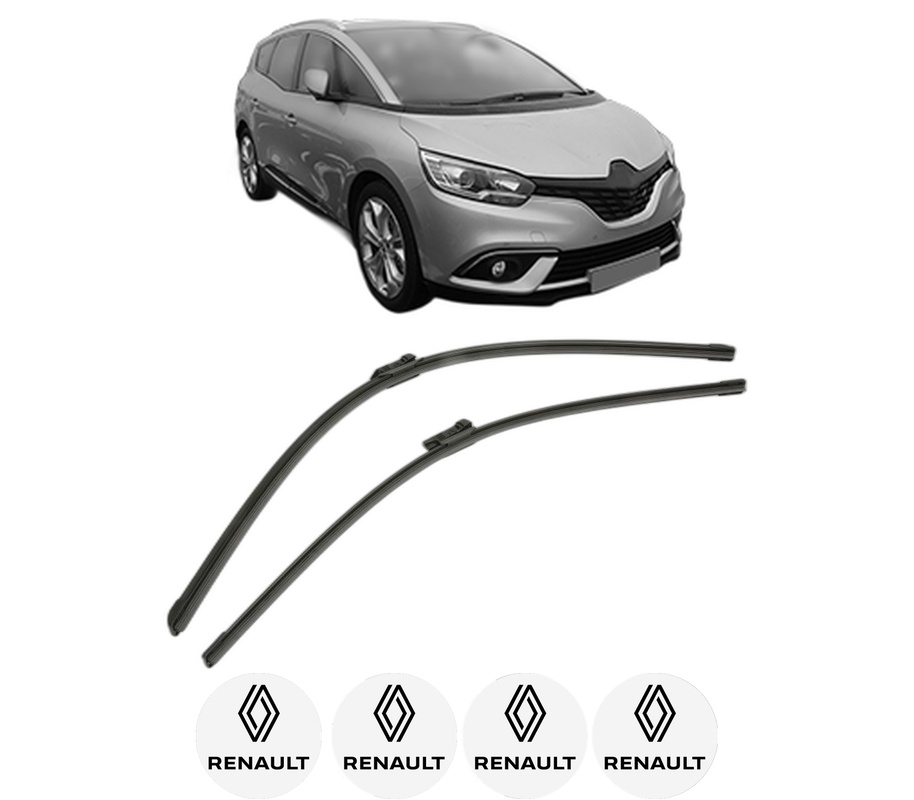 Set stergatoare auto RENAULT GRAND SCENIC IV (R9_) din 2016-2023, pentru parbriz auto, 2 bucati, Bosch Aerotwin, din cauciuc siliconat rezistent, 4 Stickere Auto RENAULT
