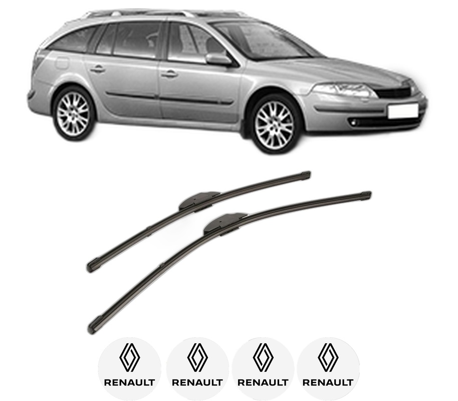 Set stergatoare auto RENAULT LAGUNA II Grandtour (KG0/1_) din 2001-2007, pentru parbriz auto, 2 bucati, Valeo Silencio Xtrm, din cauciuc siliconat rezistent, 4 Stickere Auto RENAULT