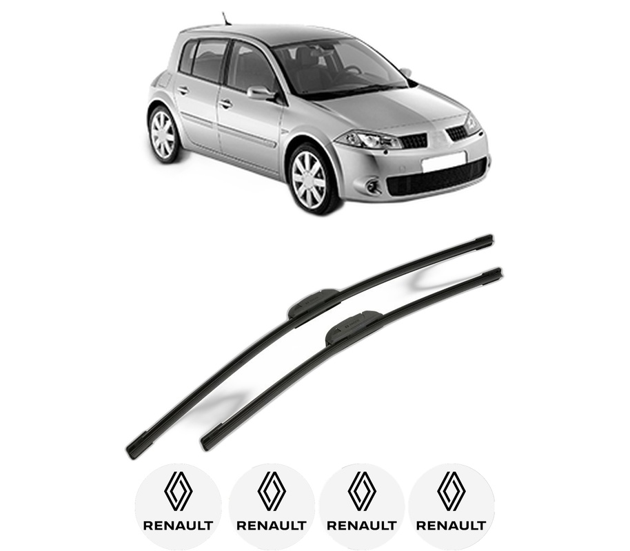 Set stergatoare auto RENAULT MEGANE II (BM0/1_, CM0/1_) din 2002-2011, pentru parbriz auto, 2 bucati, Bosch Aerotwin Retrofit, din cauciuc siliconat rezistent, 4 Stickere Auto RENAULT