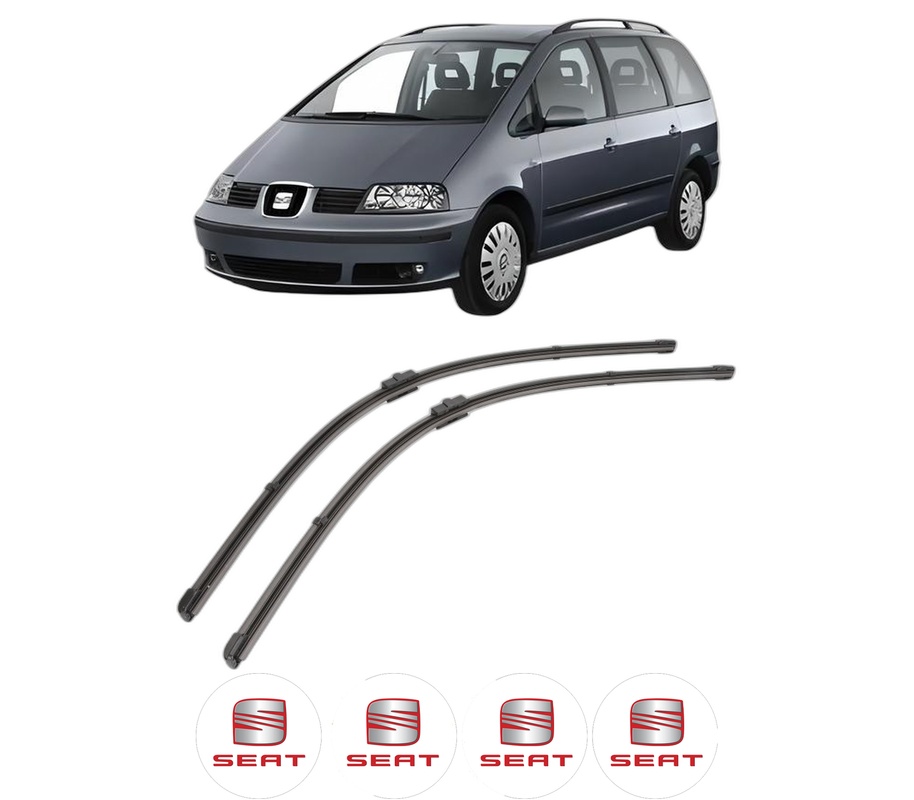 Set stergatoare auto SEAT ALHAMBRA (7V8, 7V9) din 1996-2010, pentru parbriz auto, 2 bucati, Valeo Silencio Xtrm, din cauciuc siliconat rezistent, 4 Stickere Auto SEAT