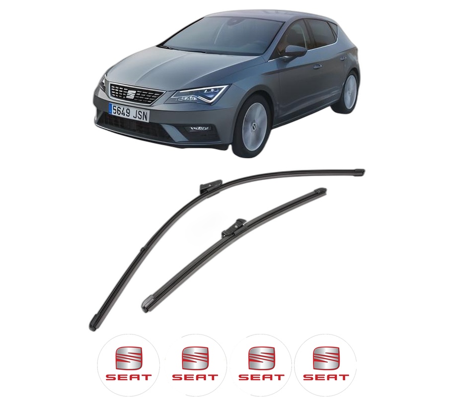 Set stergatoare auto SEAT LEON Hatchback Van (5F1) din 2017-2018, pentru parbriz auto, 2 bucati, Valeo Silencio Xtrm, din cauciuc siliconat rezistent, 4 Stickere Auto SEAT