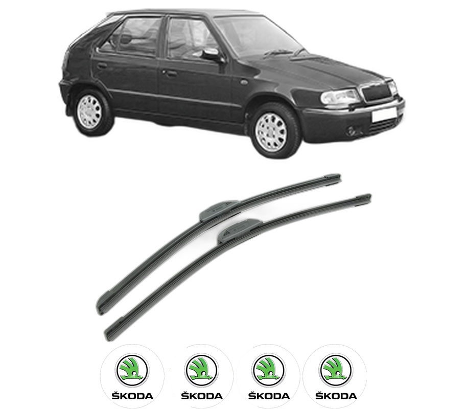 Set stergatoare auto SKODA FELICIA II (6U1) din 1998-2001, pentru parbriz auto, 2 bucati, Bosch Aerotwin Retrofit, din cauciuc siliconat rezistent, 4 Stickere Auto SKODA