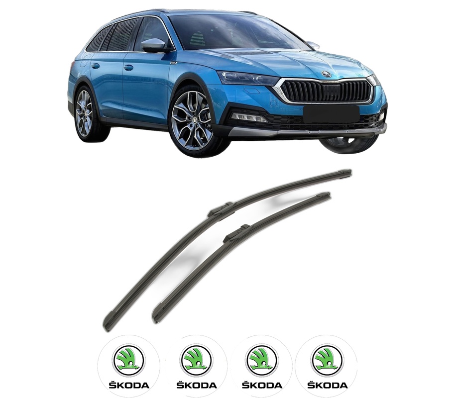 Set stergatoare auto SKODA OCTAVIA IV (NX3, NN3, PV3) din 2020-2025, pentru parbriz auto, 2 bucati, Bosch Aerotwin, din cauciuc siliconat rezistent, 4 Stickere Auto SKODA