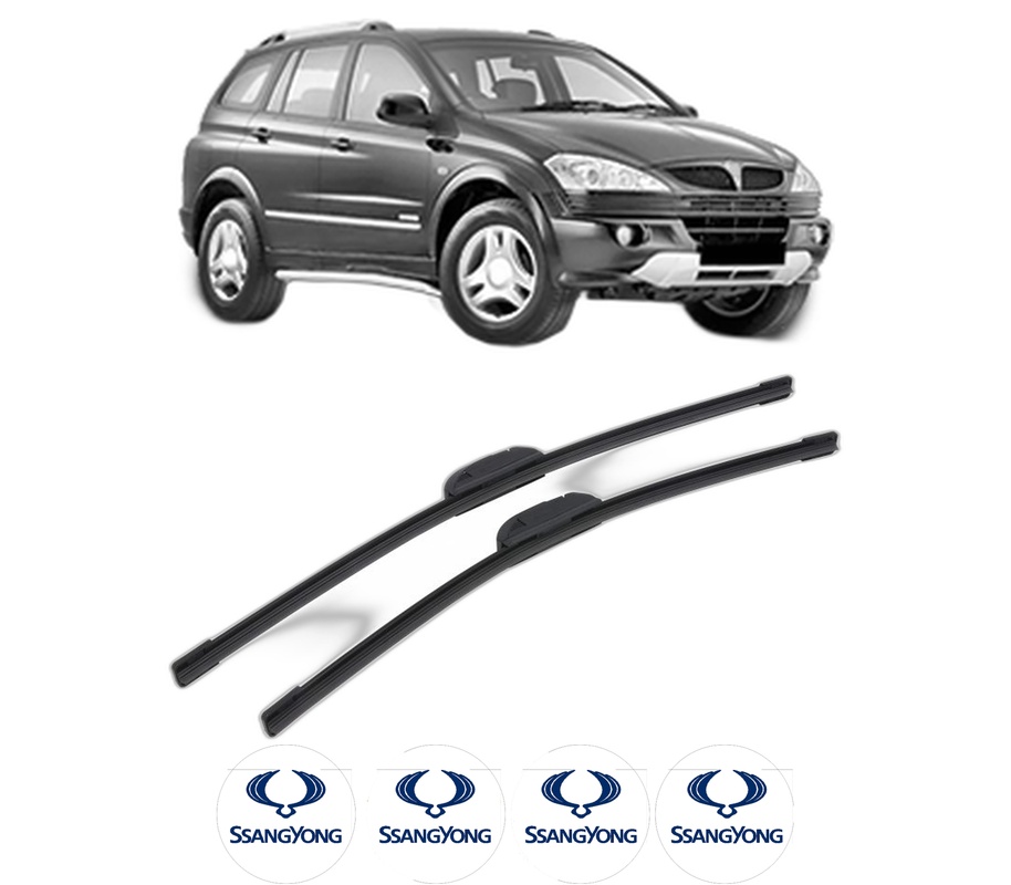 Set stergatoare auto SSANGYONG ACTYON I din 2005-2007, pentru parbriz auto, 2 bucati, Bosch Aerotwin Retrofit, din cauciuc siliconat rezistent, 4 Stickere Auto SSANGYONG