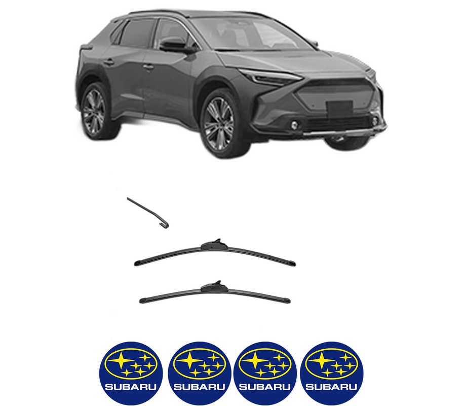 Set stergatoare auto SUBARU SOLTERRA din 2022, pentru parbriz auto, 2 bucati, Valeo Silencio, din cauciuc siliconat rezistent, 4 Stickere Auto SUBARU