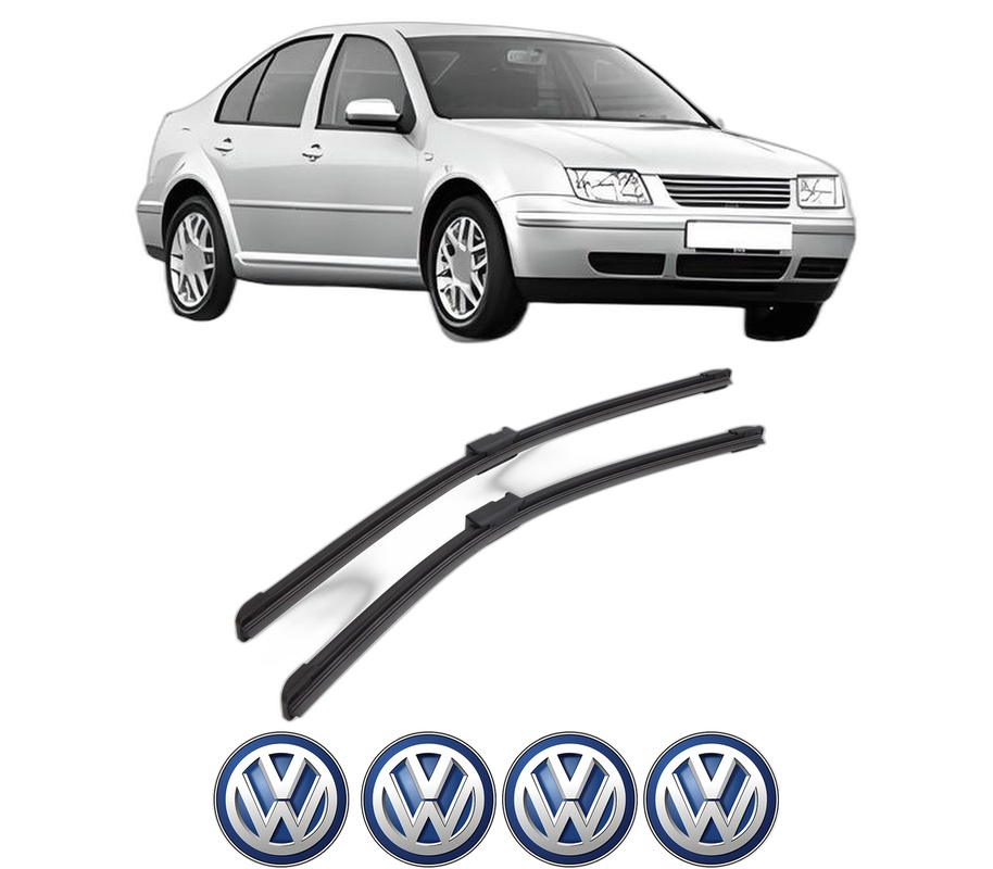 Set stergatoare auto Volkswagen BORA I (1J2) din 1998-2013, pentru parbriz auto, 2 bucati, Bosch Aerotwin, din cauciuc siliconat rezistent, 4 Stickere Auto Volkswagen