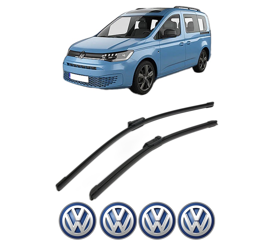 Set stergatoare auto Volkswagen CADDY IV Box Body/MPV (SAA, SAH) din 2015-2020, pentru parbriz auto, 2 bucati, Bosch Aerotwin, din cauciuc siliconat rezistent, 4 Stickere Auto Volkswagen