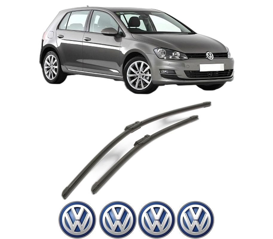 Set stergatoare auto Volkswagen GOLF VII (5G1, BQ1, BE1, BE2) din 2012-2021, pentru parbriz auto, 2 bucati, Bosch Aerotwin, din cauciuc siliconat rezistent, 4 Stickere Auto Volkswagen