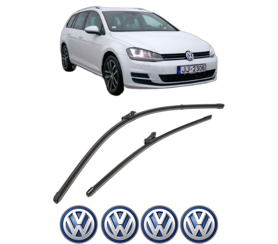 Set stergatoare auto Volkswagen GOLF VII Variant (BA5, BV5) din 2013-2021, pentru parbriz auto, 2 bucati, Valeo Silencio Xtrm, din cauciuc siliconat rezistent, 4 Stickere Auto Volkswagen