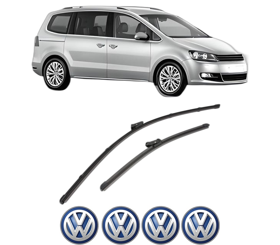 Set stergatoare auto Volkswagen SHARAN (7N1, 7N2) din 2010-2022, pentru parbriz auto, 2 bucati, Valeo Silencio, din cauciuc siliconat rezistent, 4 Stickere Auto Volkswagen