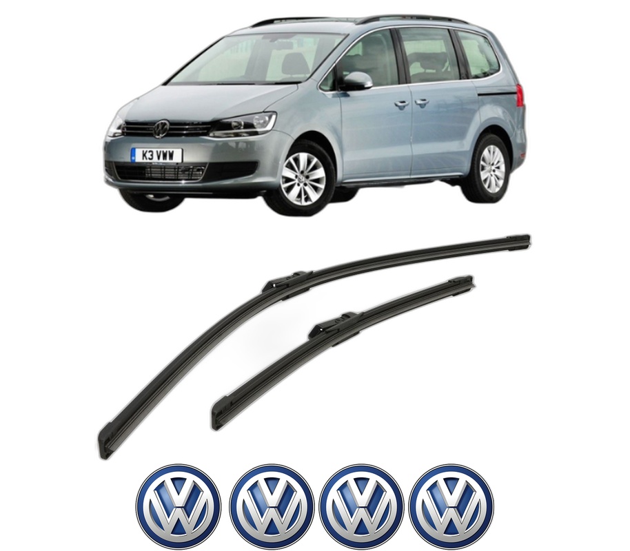 Set stergatoare auto Volkswagen SHARAN VAN (7N1, 7N2) din 2010-2015, pentru parbriz auto, 2 bucati, Bosch Aerotwin, din cauciuc siliconat rezistent, 4 Stickere Auto Volkswagen