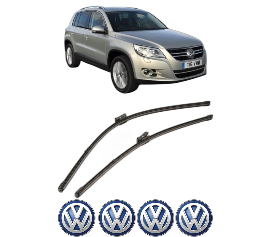 Set stergatoare auto Volkswagen TIGUAN VAN (5N_) din 2007-2018, pentru parbriz auto, 2 bucati, Valeo Silencio Xtrm, din cauciuc siliconat rezistent, 4 Stickere Auto Volkswagen