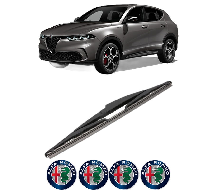 Stergator lamela spate ALFA ROMEO TONALE (965_) din 2022, pentru luneta auto, Valeo Silencio, din cauciuc siliconat rezistent, 4 Stickere Auto ALFA ROMEO
