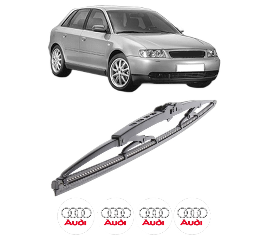 Stergator lamela spate AUDI A3 (8L1) din 1996 - 2003, pentru luneta auto, Bosch Twin, din cauciuc siliconat rezistent, 4 Stickere Auto AUDI