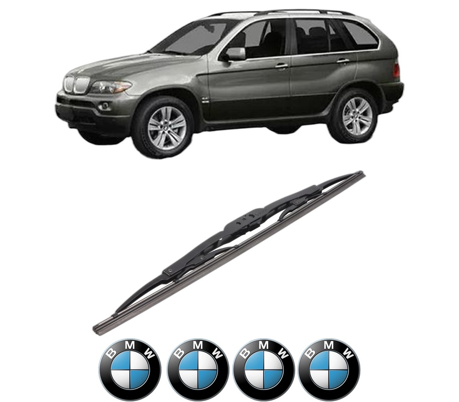 Stergator lamela spate BMW Seria X5 (E53) din 2000 - 2006, pentru luneta auto, Bosch Twin, din cauciuc siliconat rezistent, 4 Stickere Auto BMW