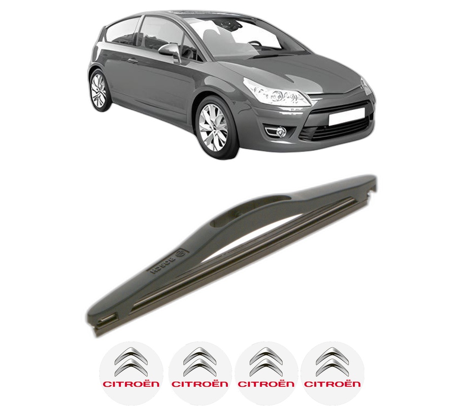 Stergator lamela spate CITROEN C4 Coupe (LA_) din 2004 - 2011, pentru luneta auto, Bosch Twin, din cauciuc siliconat rezistent, 4 Stickere Auto CITROEN