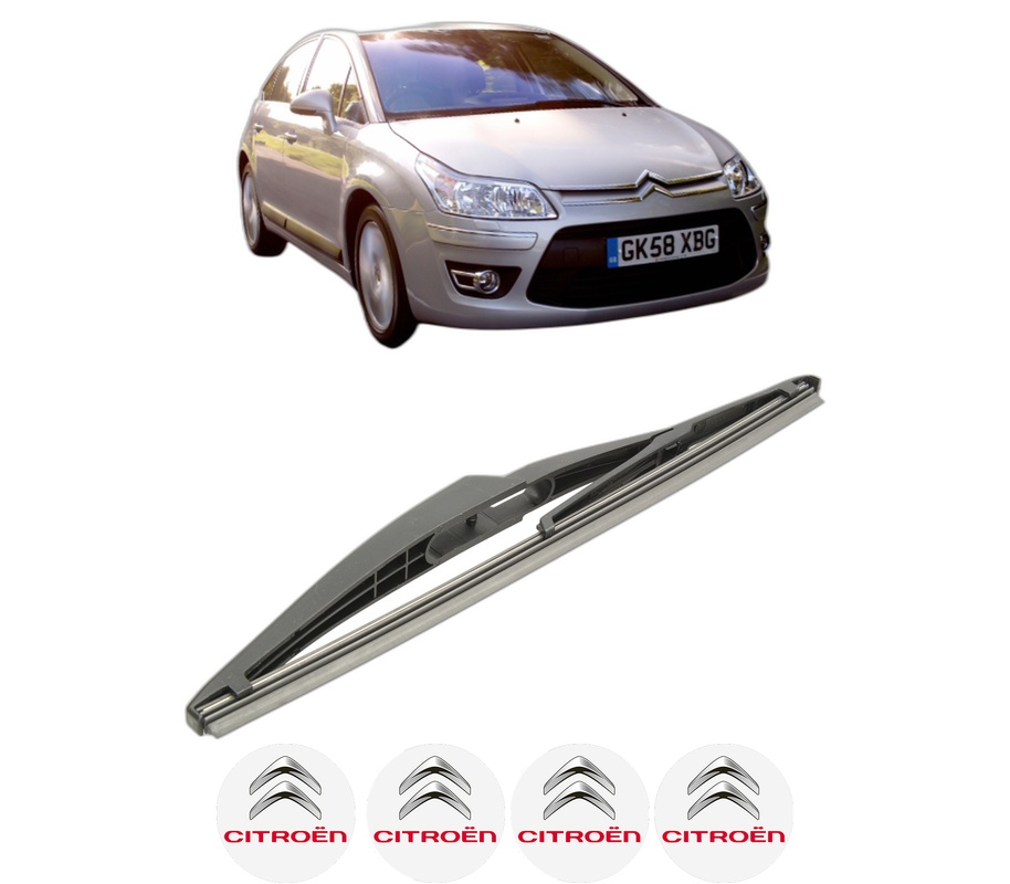 Stergator lamela spate CITROEN C4 II (NC_) din 2009 - 2018, pentru luneta auto, Bosch Twin, din cauciuc siliconat rezistent, 4 Stickere Auto CITROEN