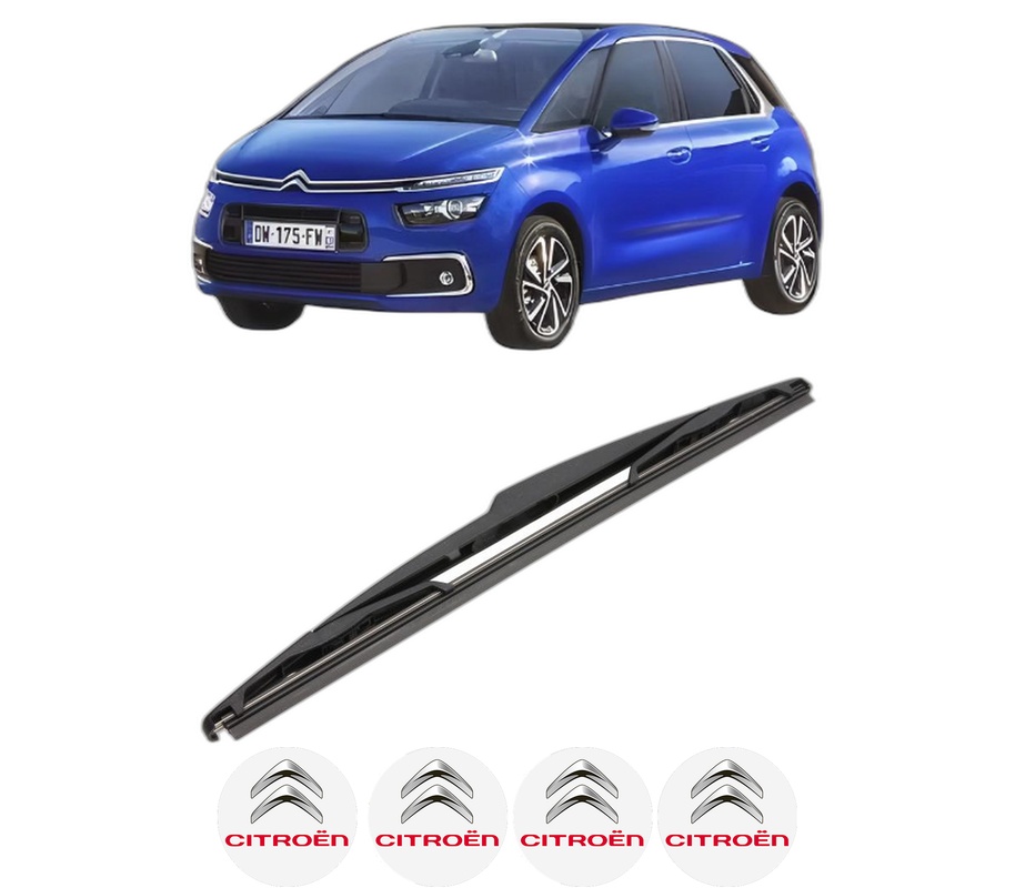 Stergator lamela spate CITROEN C4 SPACETOURER (3D_) din 2018 - 2019, pentru luneta auto, Valeo Silencio, din cauciuc siliconat rezistent, 4 Stickere Auto CITROEN