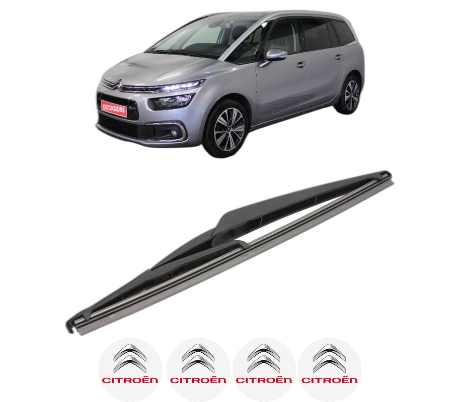 Stergator lamela spate CITROEN GRAND C4 SPACETOURER (3A_, 3E_) din 2018 - 2019, pentru luneta auto, Valeo Silencio, din cauciuc siliconat rezistent, 4 Stickere Auto CITROEN