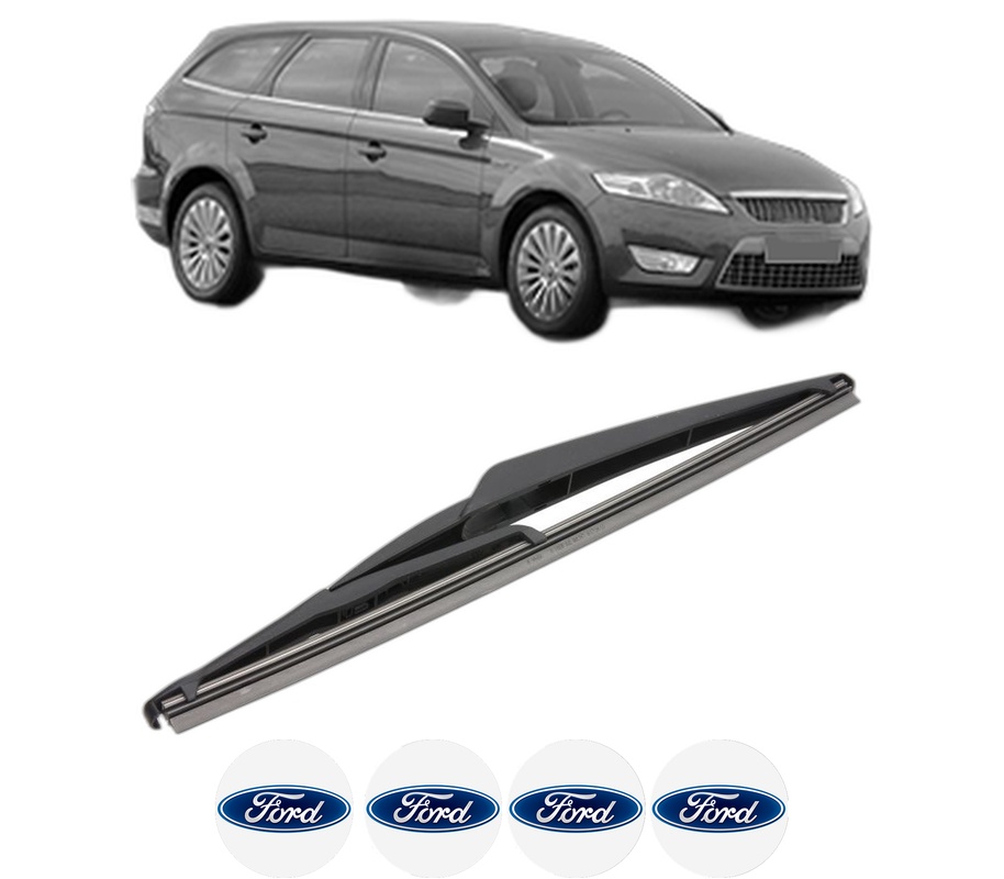 Stergator lamela spate FORD MONDEO IV Turnier (BA7) din 2007 - 2015, pentru luneta auto, Valeo Silencio, din cauciuc siliconat rezistent, 4 Stickere Auto FORD