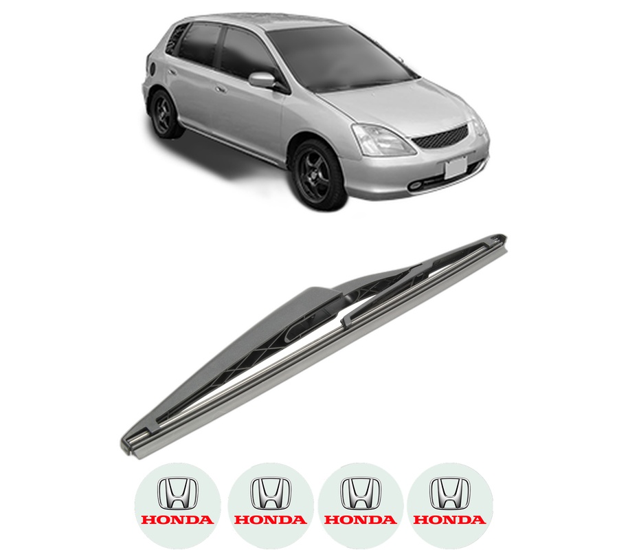 Stergator lamela spate HONDA CIVIC VII Hatchback (EU, EP, EV) din 2000 - 2005, pentru luneta auto, Bosch Twin, din cauciuc siliconat rezistent, 4 Stickere Auto HONDA