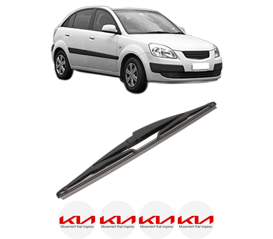 Stergator lamela spate KIA RIO II (JB) din 2005 - 2011, pentru luneta auto, Valeo Silencio, din cauciuc siliconat rezistent, 4 Stickere Auto KIA