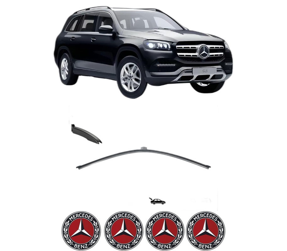 Stergator lamela spate MERCEDES-BENZ GLS (X167) din 2019, pentru luneta auto, Valeo Silencio, din cauciuc siliconat rezistent, 4 Stickere Auto MERCEDES-BENZ