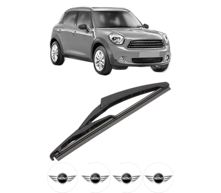Stergator lamela spate MINI MINI COUNTRYMAN (R60) din 2010 - 2016, pentru luneta auto, Valeo Silencio, din cauciuc siliconat rezistent, 4 Stickere Auto MINI