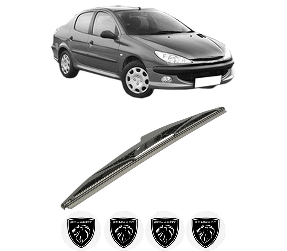 Stergator lamela spate PEUGEOT 206 Saloon din 2007, pentru luneta auto, Bosch Twin, din cauciuc siliconat rezistent, 4 Stickere Auto PEUGEOT