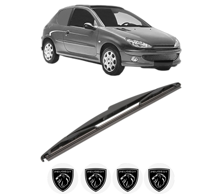 Stergator lamela spate PEUGEOT 206 Van din 2001 - 2009, pentru luneta auto, Valeo Silencio, din cauciuc siliconat rezistent, 4 Stickere Auto PEUGEOT