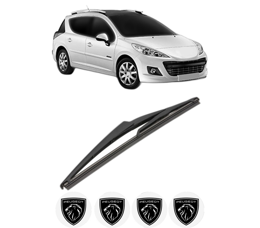 Stergator lamela spate PEUGEOT 207 SW Estate Van (WK_) din 2007 - 2012, pentru luneta auto, Valeo Silencio, din cauciuc siliconat rezistent, 4 Stickere Auto PEUGEOT