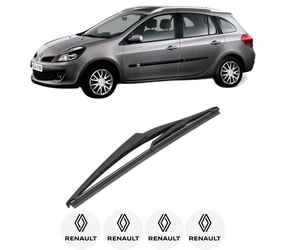 Stergator lamela spate RENAULT CLIO III Grandtour (KR0/1_) din 2007 - 2014, pentru luneta auto, Valeo Silencio, din cauciuc siliconat rezistent, 4 Stickere Auto RENAULT