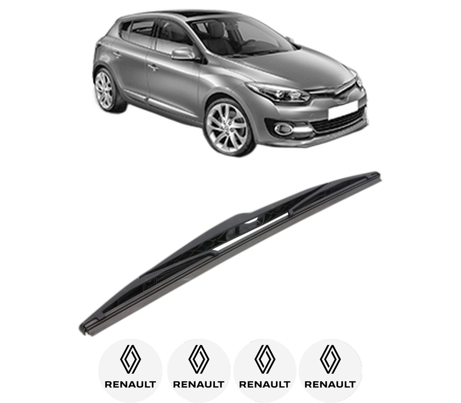 Stergator lamela spate RENAULT MEGANE III Hatchback (BZ0/1_, B3_) din 2008 - 2017, pentru luneta auto, Bosch Twin, din cauciuc siliconat rezistent, 4 Stickere Auto RENAULT