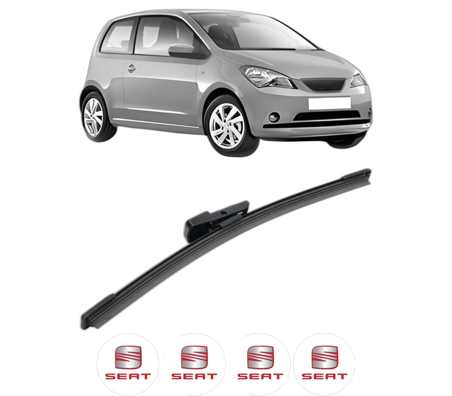 Stergator lamela spate SEAT Mii (KF1, KE1) din 2011 - 2019, pentru luneta auto, Bosch Aerotwin, din cauciuc siliconat rezistent, 4 Stickere Auto SEAT